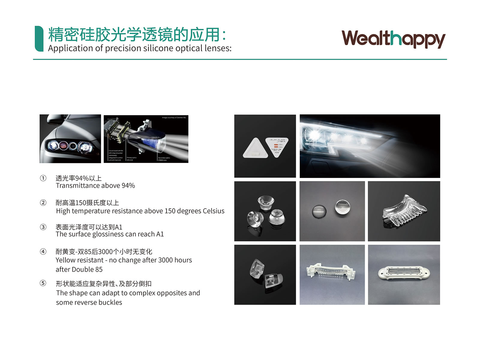 Application of precision silicone optical lenses